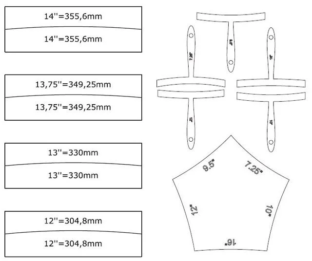 String Radius Gauge Templates