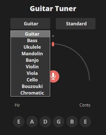 Online Tuner for Different Instruments