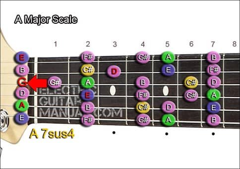 A 7sus4 Chord Guitar
