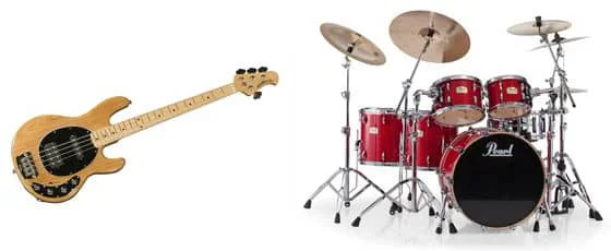 equalize guitar accompanied by bass and drums